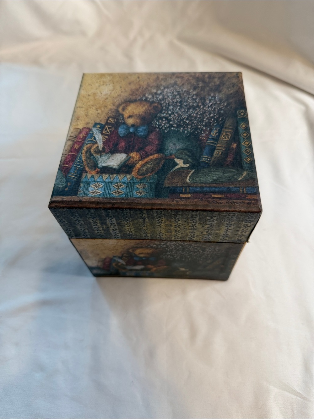Decorative Teddy Bear Gift Box in Blue and Brown